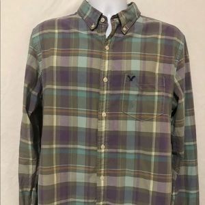 American Eagle Mens Plaid Long Sleeve Large Shirt